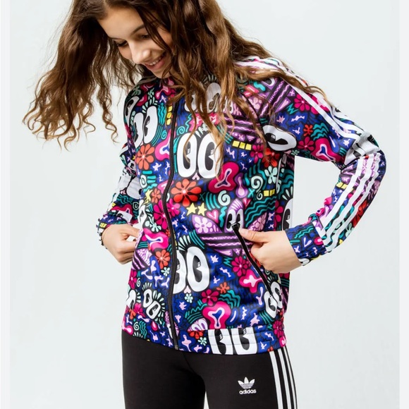 Adidas Track Top Jacket HATTIE STEWART- GOOGLY EYES Print Women Size M - Picture 6 of 11